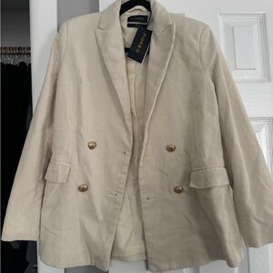Piombo Cream Blazer with Gold Buttons